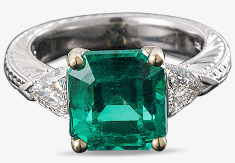 Colombian Emerald And Diamond Ring, - Ring, transparent png #4147263
