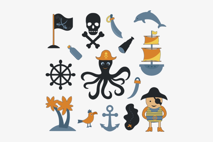 Kit De Vinilos Infantiles Aventuras En El Barco Pirata - Octopus Ship Png, transparent png #4147458