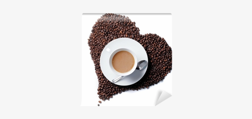Top View Of Coffee Cup With Heart Shaped Coffee Beans - Coffee Bean Love Png, transparent png #4148212