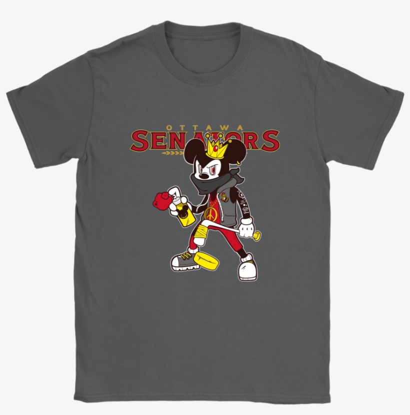 Ottawa Senators Mickey Mouse Is Wearing A Peace Necklace - Hot Ones T Shirt, transparent png #4148386