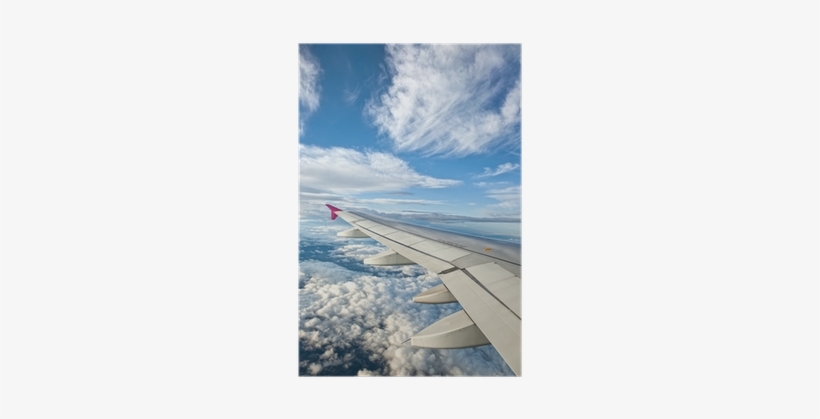 Airplane Wing Against Blue Sky And Clouds Poster • - Chmury Z Samolotu, transparent png #4149442