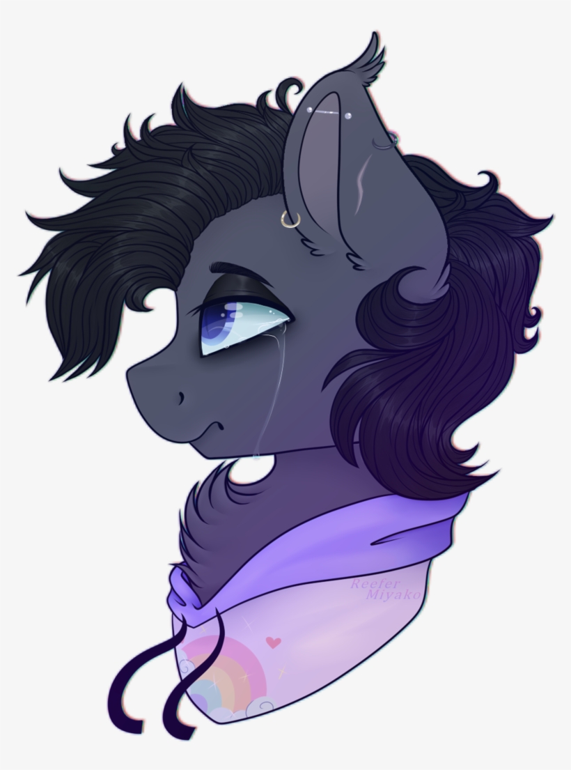 Reefermiyako, Bat Pony, Bust, Clothes, Crying, Hoodie, - Cartoon, transparent png #4149570