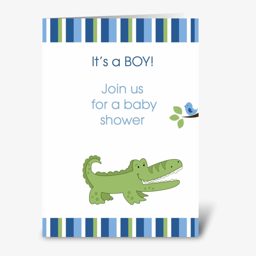 Alligator It's A Boy Baby Shower Card Greeting Card - Cutest Green Alligator Luggage Tag, transparent png #4150306