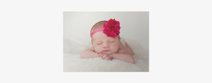 Newborn Baby Girl With Hot Pink Flower Headband Poster - Imagens De Bebês Meninas, transparent png #4150825