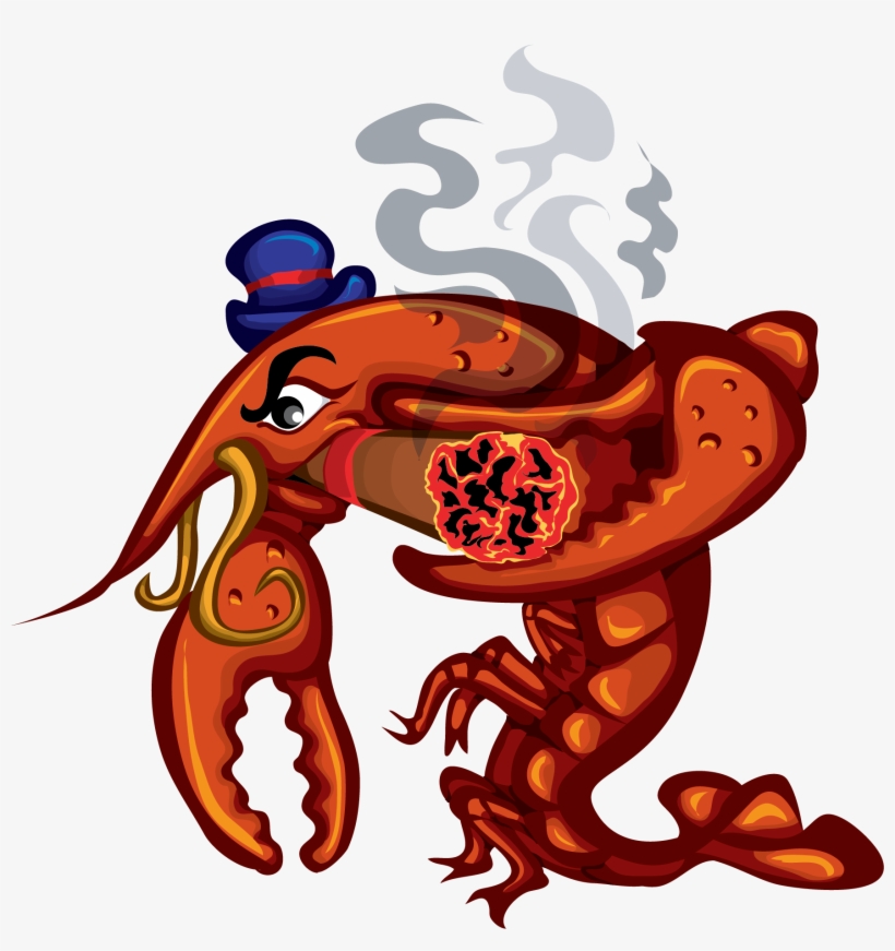 Crawfish Smoking Cigar Clip Art - Crawfish 7 Restaurant, transparent png #4151147