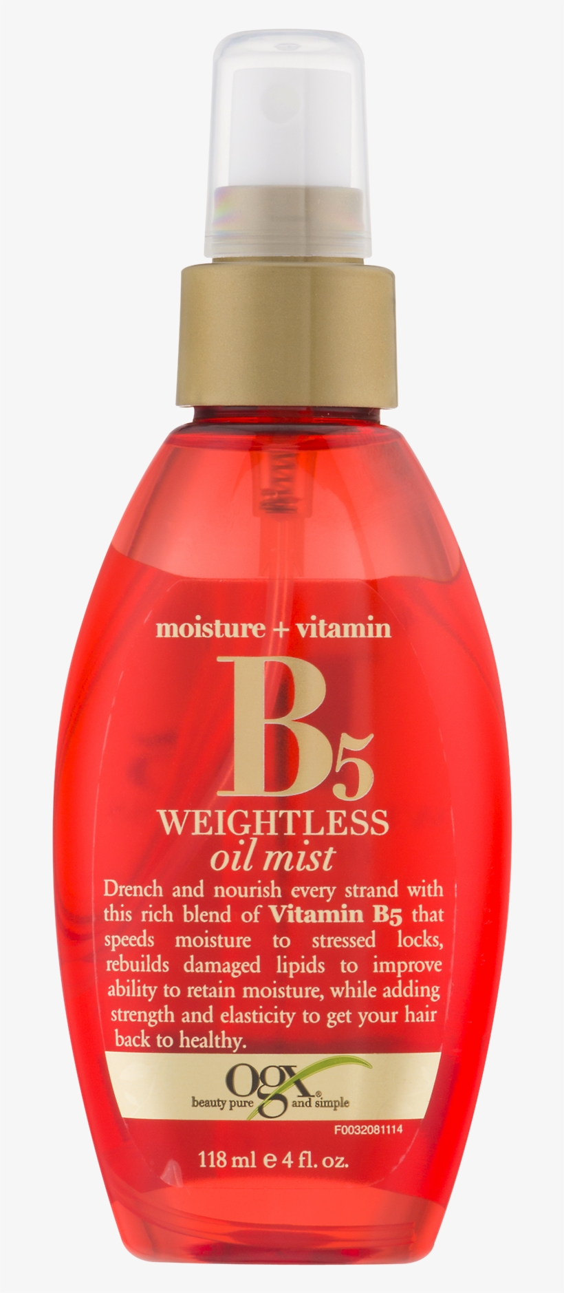 Ogx Moisture Plus Vitamin B5 Weightless Oil Mist, 4, transparent png #4152596