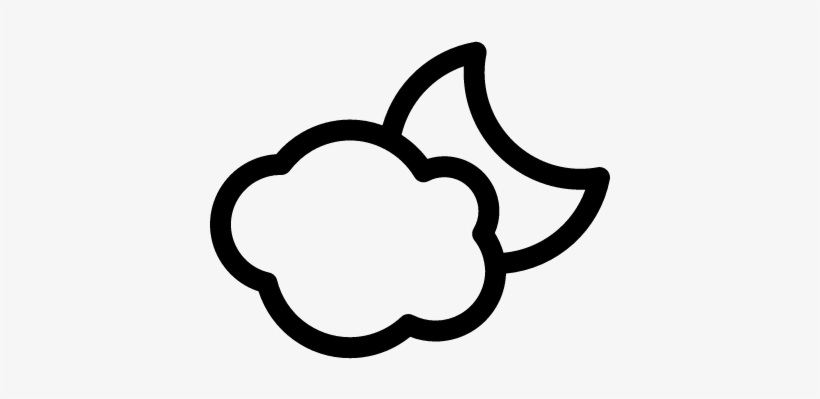 Cloud And Crescent Moon Outline Vector - Climate Icon, transparent png #4152921