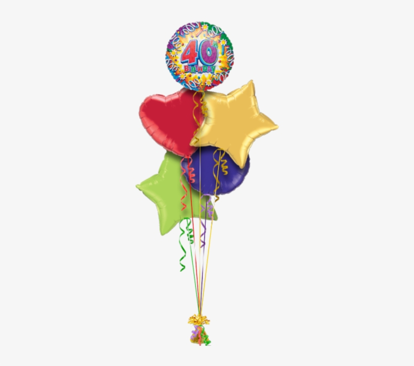 40th Birthday Ribbons And Candles Special Age Balloon - Birthday Explosion 40th Foil Balloon 46cm Uninflated, transparent png #4153004
