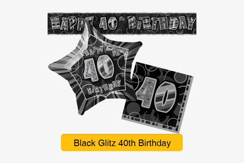 Black Glitz - 20" Foil Glitz Black Happy 40th Birthday Balloon, transparent png #4153059