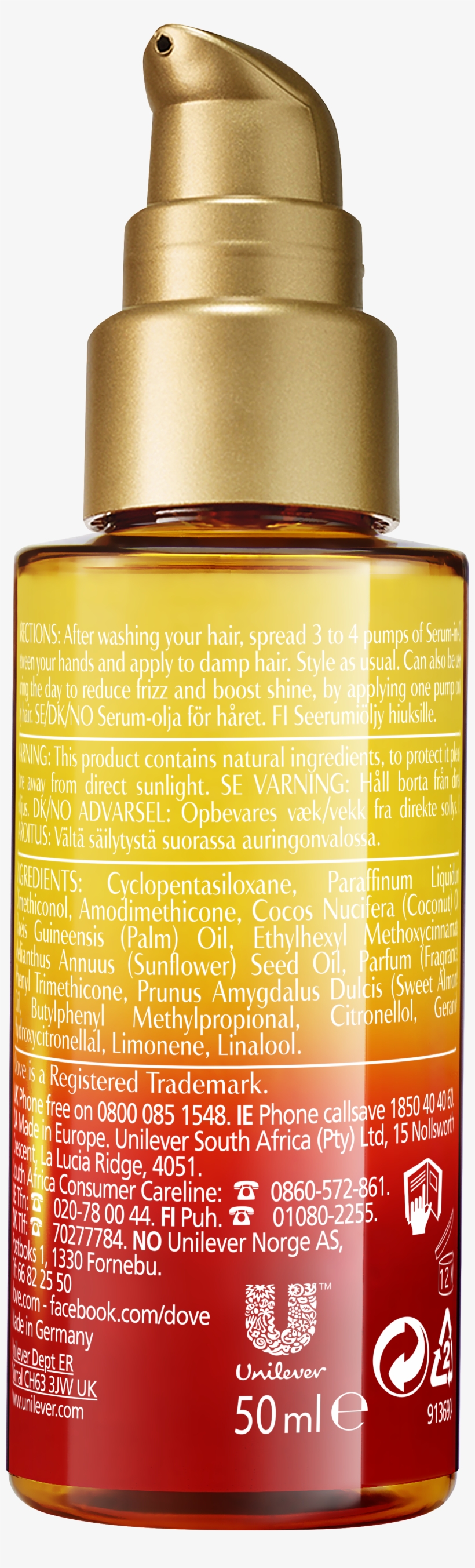 Dove Advanced Hair Series Serum-in-oil Regenerative, transparent png #4153230