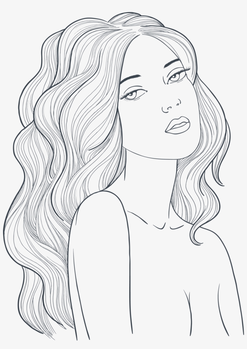 Large Size Of Drawing Of Girl Cutting Her Hair Back