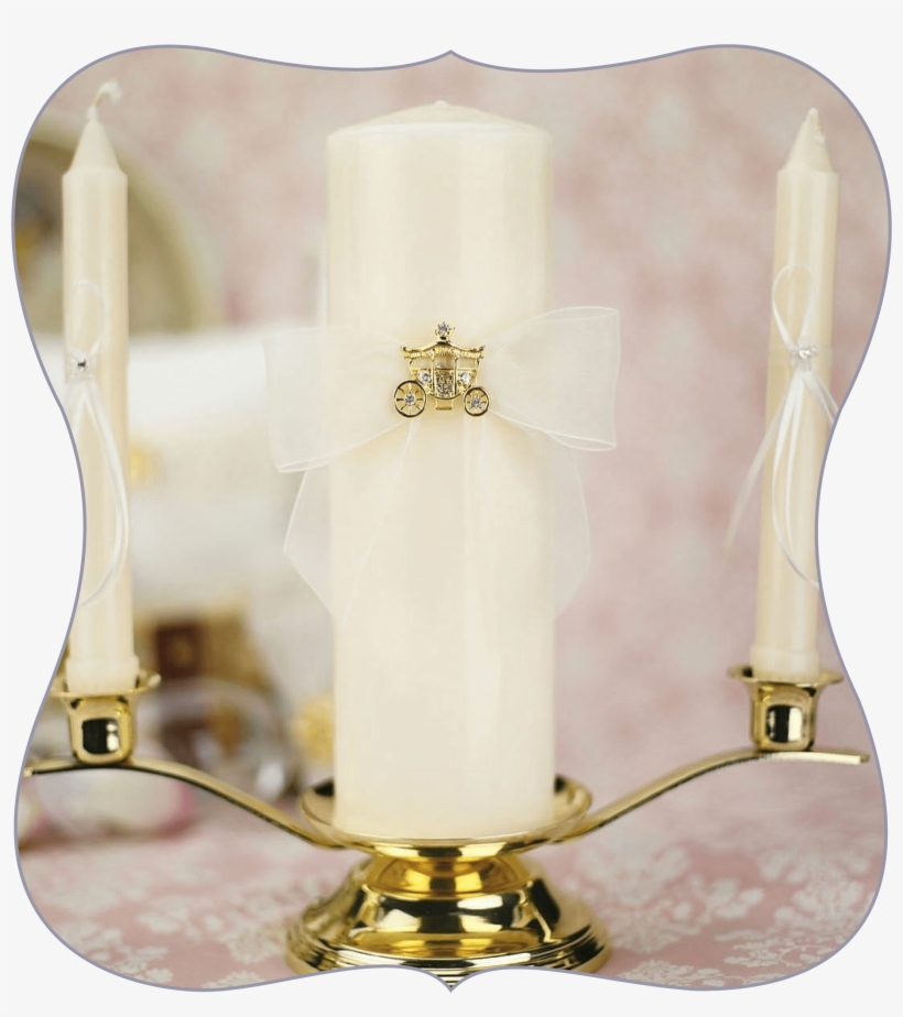 Three Candles Pictured And Is Adorned With The Gold - Wedding, transparent png #4156364