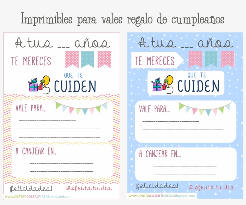 Imprimibles Vales Cumpleaños - Cupones Para Regalar A Una Amiga, transparent png #4158039