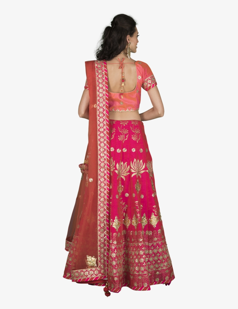 Hot Pink Lotus Motif Gota Lehenga - Party Wear Kurti Design, transparent png #4158704