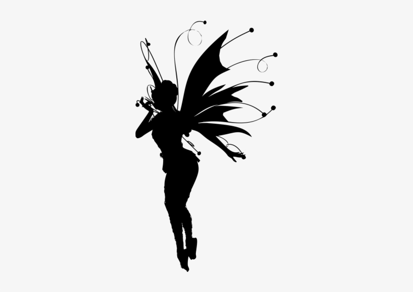 Edible Image Cake Topper Fairy Silhouette Black - Fairy Png, transparent png #4158999