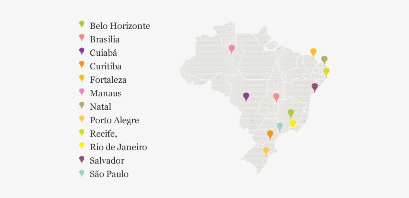 Mapa Do Brasil Com As Cidades Sede - Cidade Sede Da Copa Brasil, transparent png #4159635
