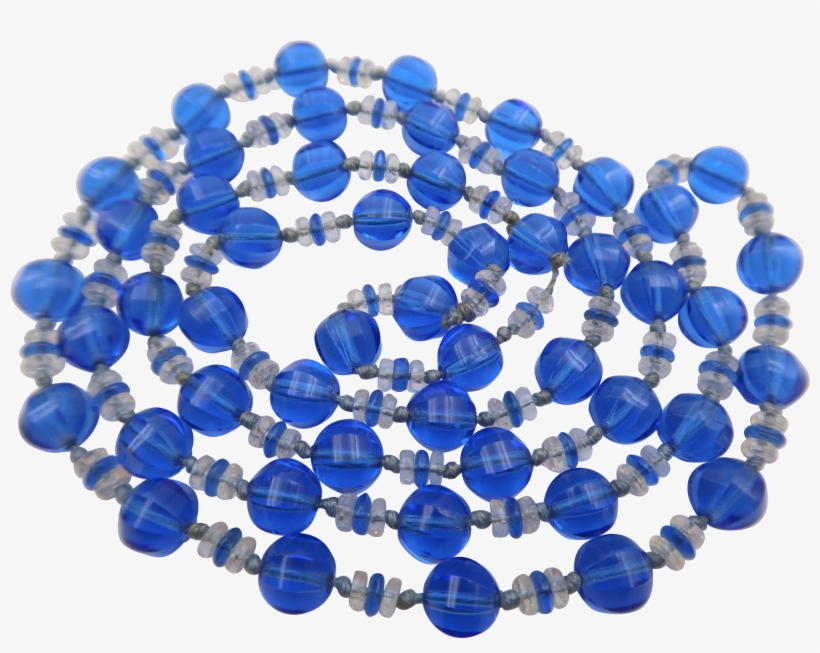 Vintage Czech Blue Crystal Glass Flapper Necklace, transparent png #4160038
