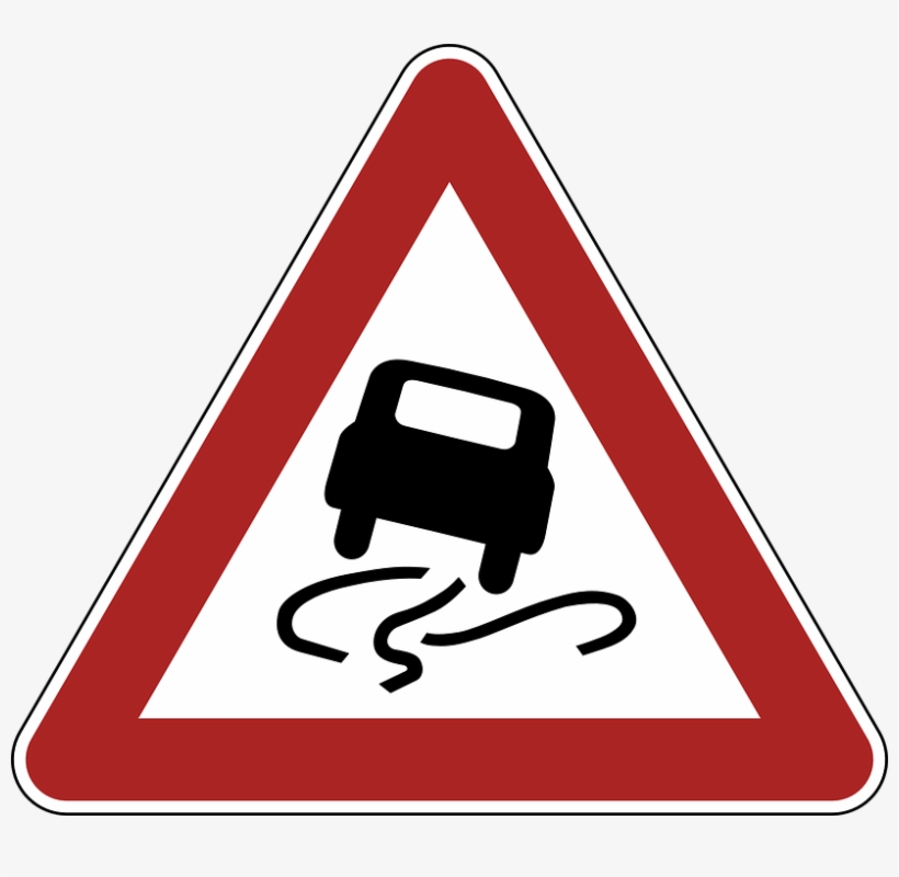 Descargar - German Traffic Signs Slippery Road, transparent png #4160541