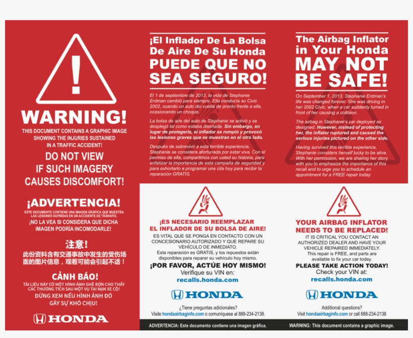 Airbag Inflator Mailer - Airbag Recall Flyers, transparent png #4160598