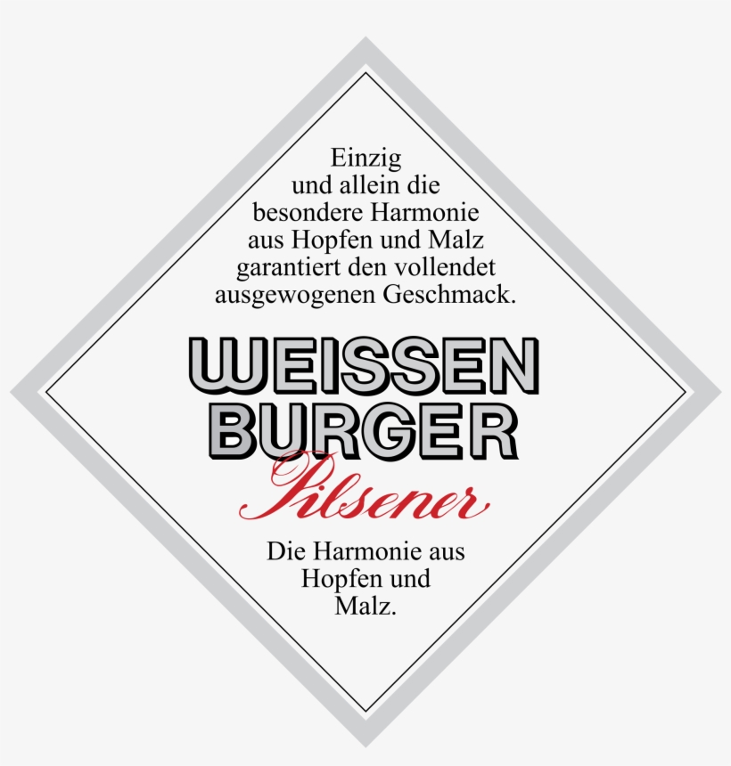 Weissen Burger Pilsner Logo Png Transparent - Pilsner, transparent png #4161158