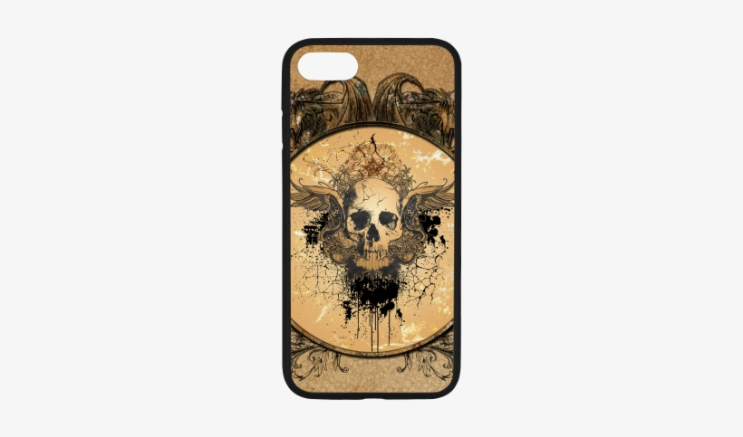 Awesome Skull With Wings And Grunge Rubber Case For - Awesome Skull With Wings Oval Ornament, transparent png #4162018