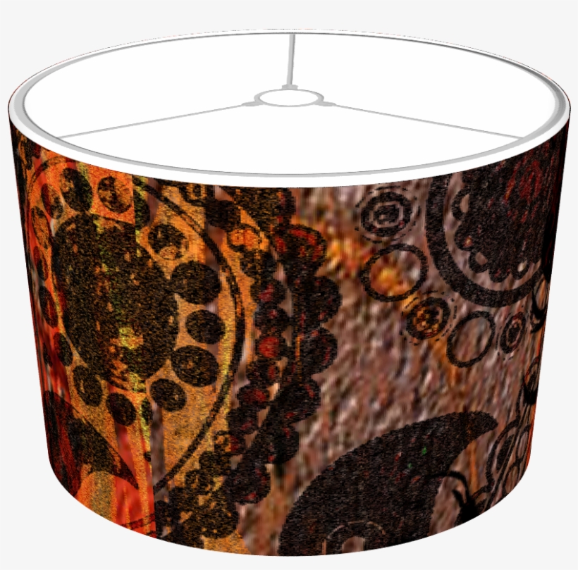 Angry Skull Emerging From Grunge Paisley And Fire - Lampshade, transparent png #4162067