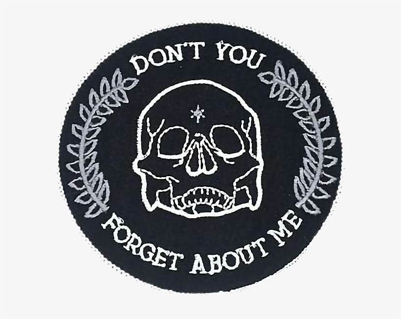 Vaporwave Aesthetic Grunge Black Tumblr Skull Words - Embroidered Patch, transparent png #4162113
