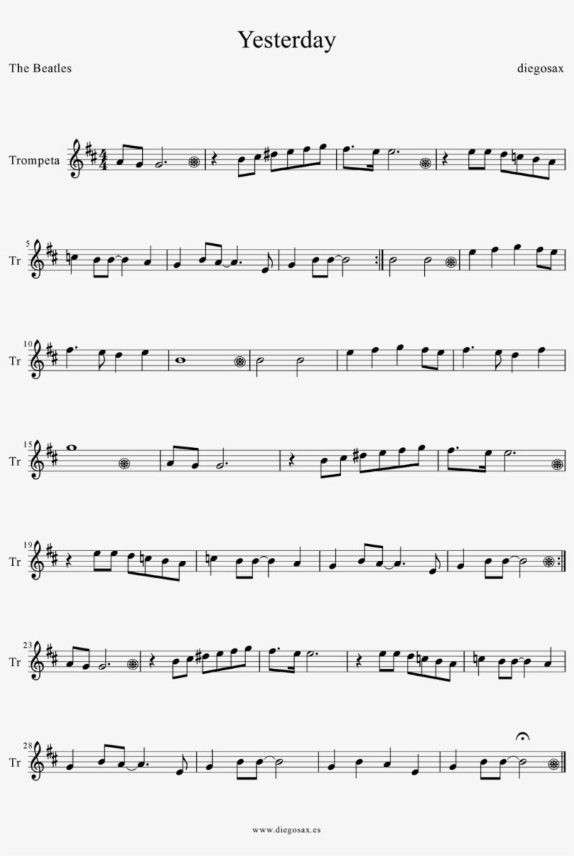 Yesterday Trompeta-1 - Hallelujah Partitura Saxo Alto, transparent png #4163422