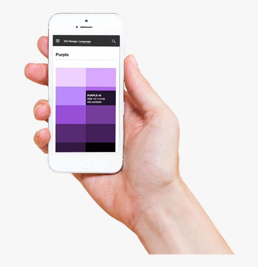 Hand Holding Mobile Phone With Ibm Design Color Swatchbook - Ibm Design Language Css, transparent png #4164426