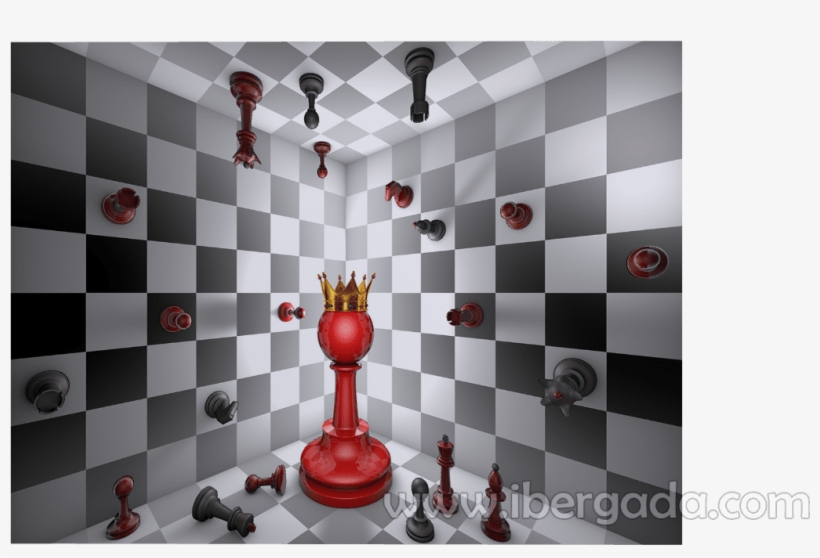 Cuadro Diseño Blanco Y Negro - Chess Red With Crown, transparent png #4164749