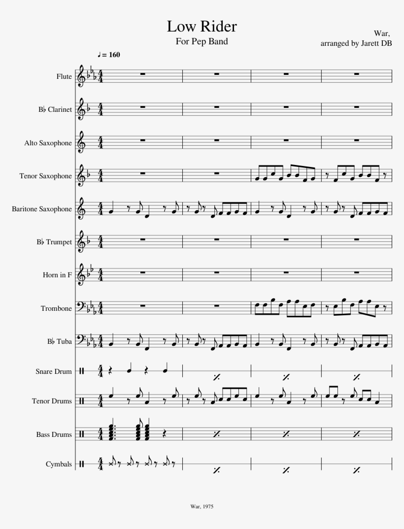 Low Rider Sheet Music Composed By War, Arranged By - Sheet Music, transparent png #4166745