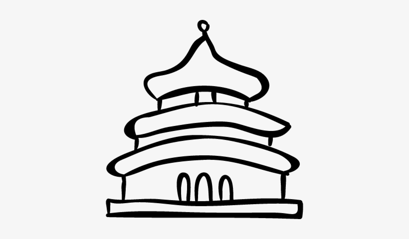 Building Of Oriental Architecture Style Hand Drawn - Architecture, transparent png #4167251
