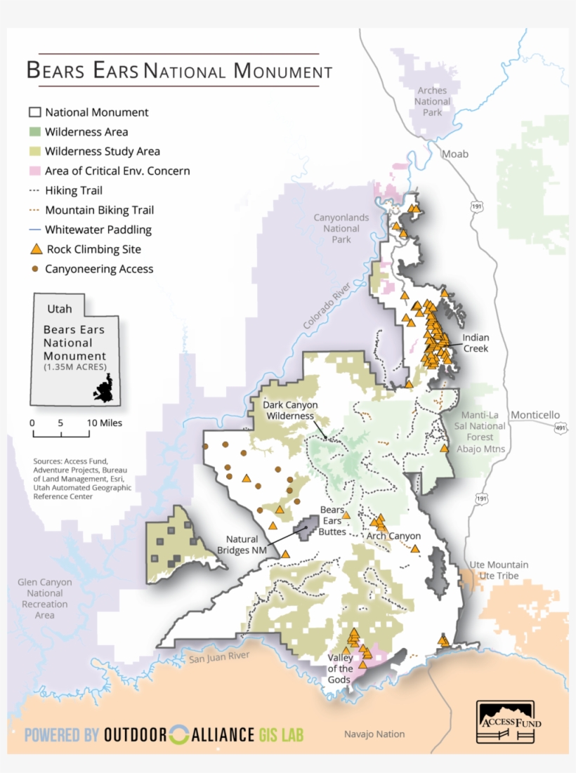 Original Boundaries Of Bears Ears National Monument, - Atlas, transparent png #4167823