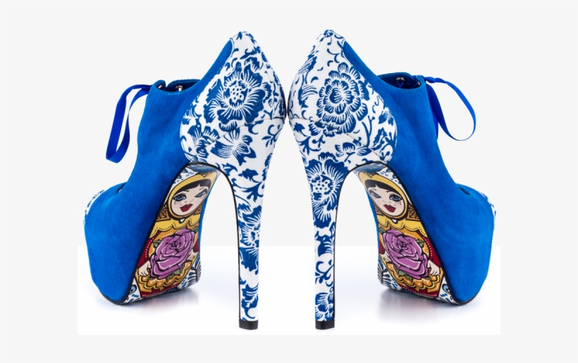 Royal Blue Lace Up Boots Matryoshka Doll Print Ankle - Taylorsays Nesta Black/beige Peep Toe Pumps, transparent png #4169382