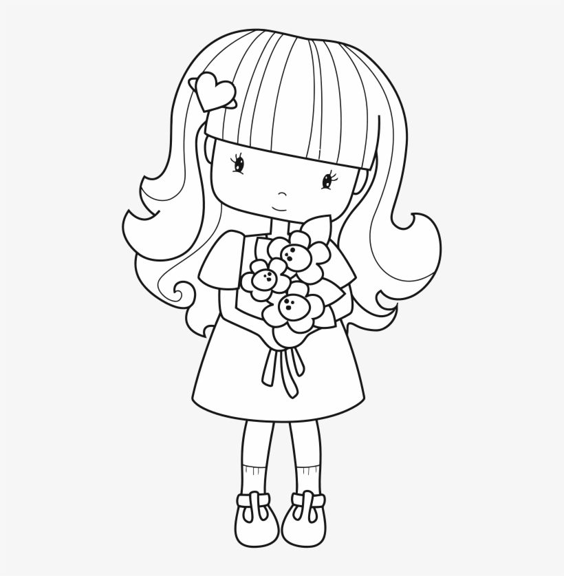 Niña Con Flores - Personas Para Colorear, transparent png #4169686