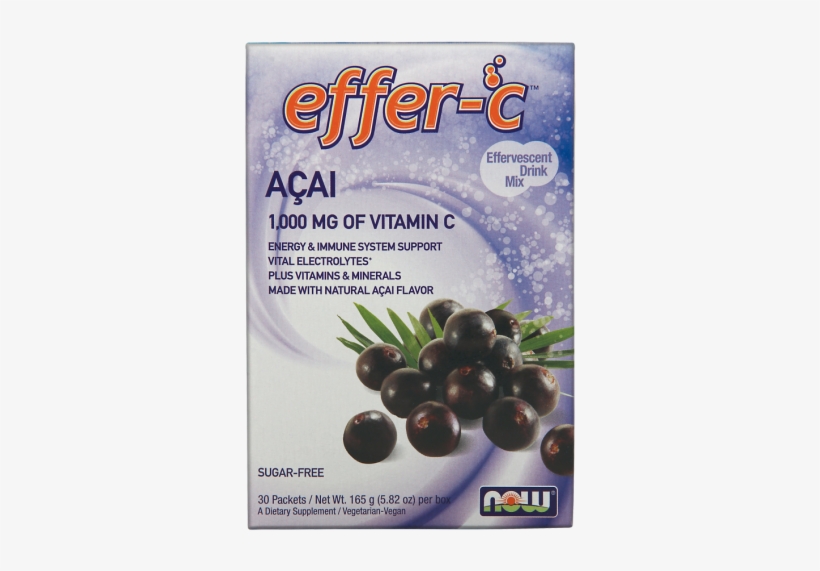 Now Foods Effer-c - Acai Berry - 1,000 Mg - 30 Packets, transparent png #4172167