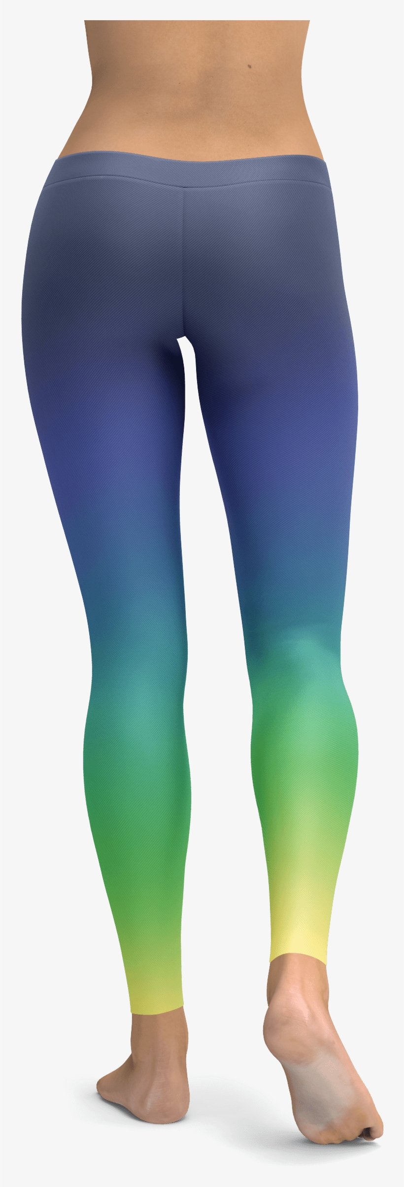 Blue Green Yellow Gradient Pattern Leggings Yoga Pants, - Rainbow Leggings, transparent png #4173820