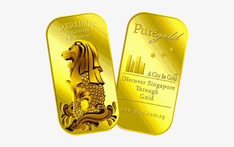 Gold Numismatic Puregold Merlion Gold Bar - Goldheart Gold Bar, transparent png #4174409