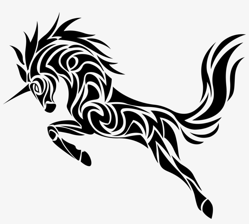Car Stickers - Unicorn Black And White Art, transparent png #4174691
