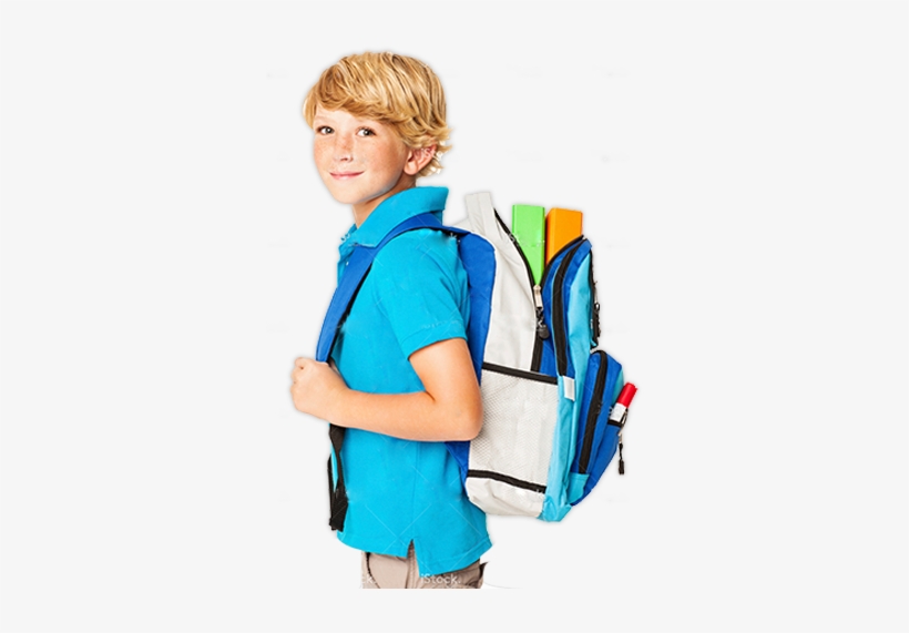 Boy With Bag - Boy School Png, transparent png #4176834