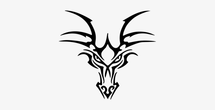 Dragons Head Chinese Dragon Mythical Creat - Tribal Dragon Face Tattoo, transparent png #4178912