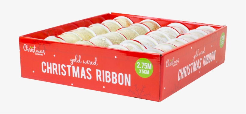 Gold Christmas Wired Ribbon - Box, transparent png #4179837