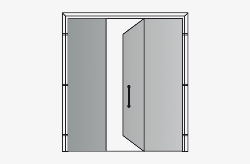 Leaved Door Opening To Push With Two Fixed Side Blind - Sliding Door, transparent png #4180659