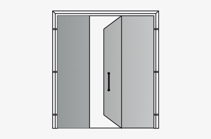 Leaved Door Opening To Push With Two Fixed Side Blind - Sliding Door, transparent png #4180659