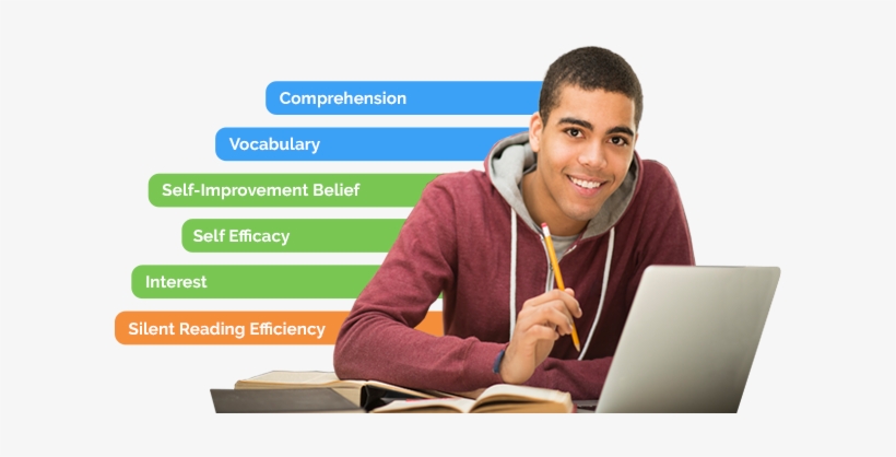 Male High School Student Seated At Desk Smiling With Student