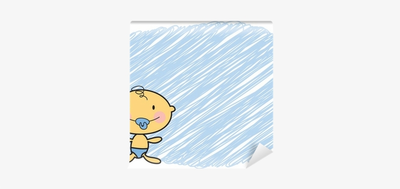 Cartoon Baby Fair Skin Boy And Scribble Frame Wall - Cartoon Baby Boy, transparent png #4182917