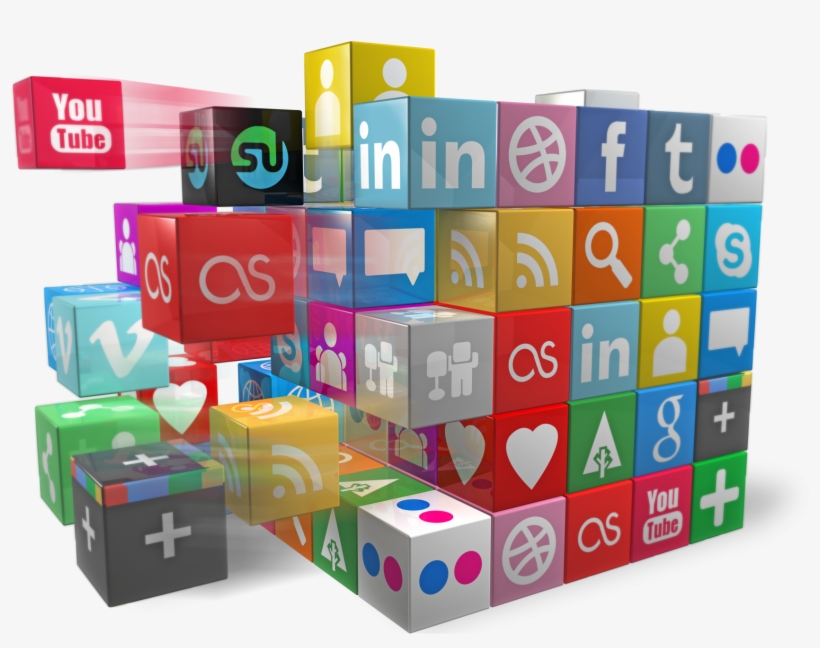 Social Media Flying Cubes Concept 1png - 36 Immutable Rules Of Social Media: Dia Influencer, transparent png #4183535