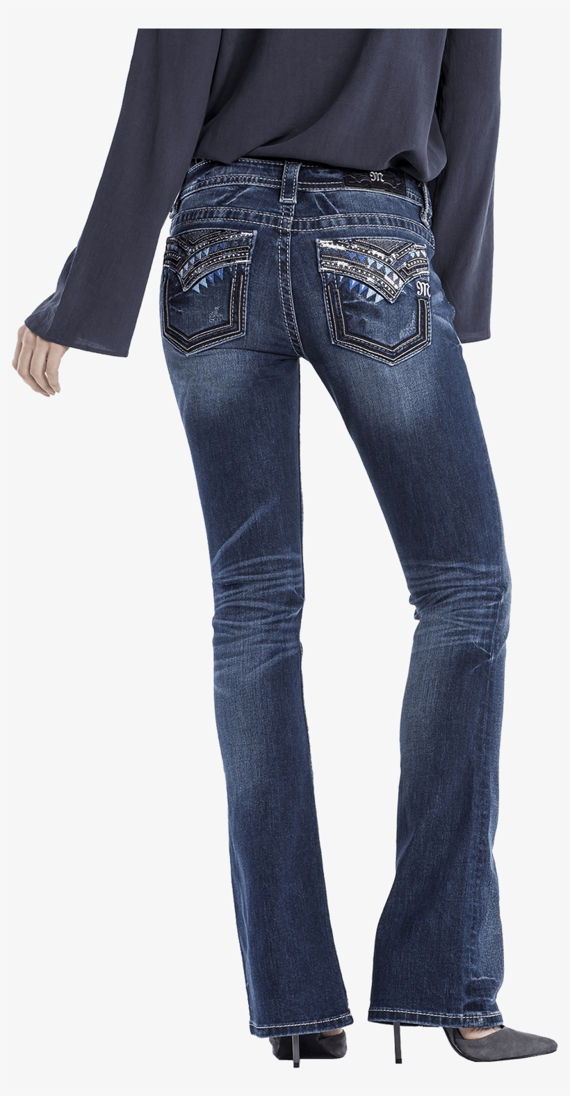 Miss Me Women's Signature Fit Blue Embroidery Pocket, transparent png #4183749