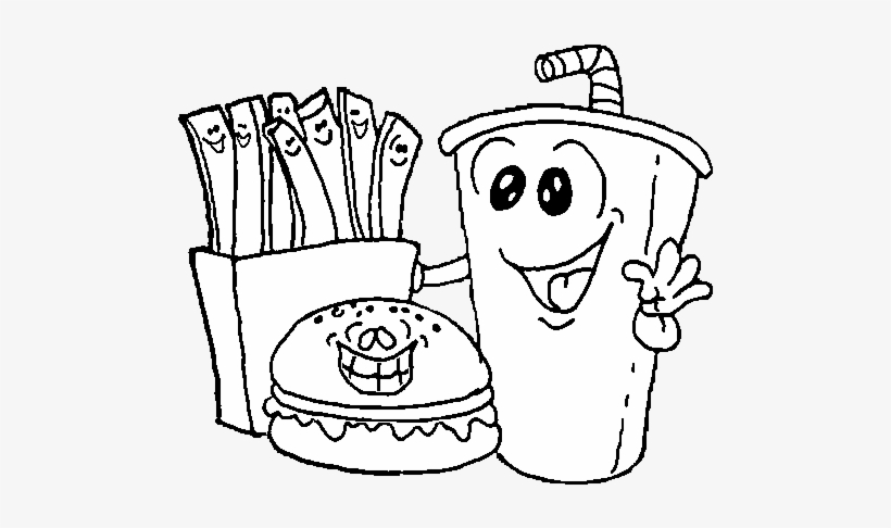 Dibujos De Comida - Comida Chatarra Para Colorear, transparent png #4184797