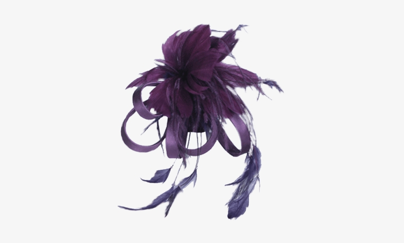 Deep Purple Feather & Satin Ribbon Hair Accent - Ribbon, transparent png #4184820
